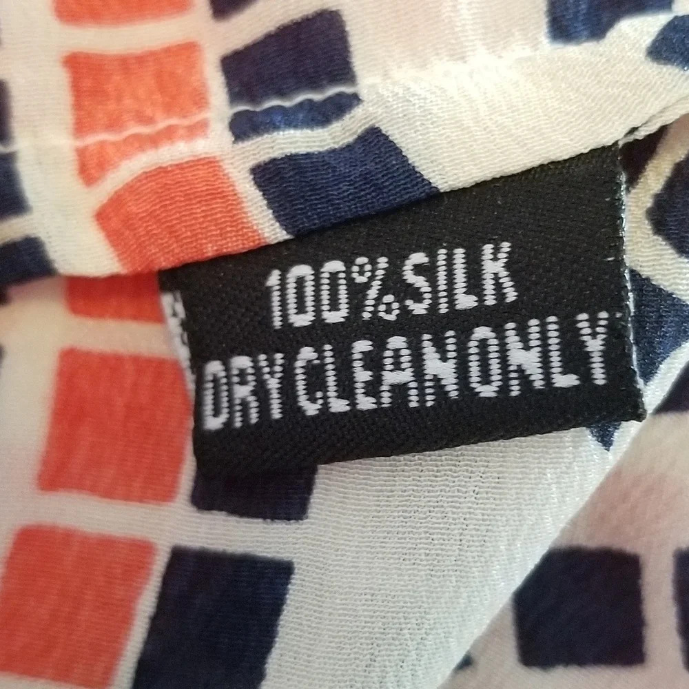 Tolani Boho Orange Mosaic Print Silk Top S - Picture 6 of 7